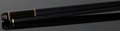 Jacoby Custom Birdseye Maple with Ebony and Tulipwood Points Pool Cue with Black Bull Hide Wrap and Jacoby Black Carbon Shaft