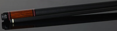 Jacoby Custom Birdseye Maple with Ebony and Cocobolo/ Bloody Jasper Points Pool Cue with Black Bull Hide Wrap and Jacoby Black Carbon Shaft