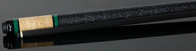 Jacoby Custom Birdseye Maple and Malachite Inlays Pool Cue with Irish Linen Wrap and Jacoby Black Carbon Shaft