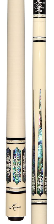 21st Century #3 Meucci Cue - White - Abalone Pearl - White Wrap - Carbon Shaft