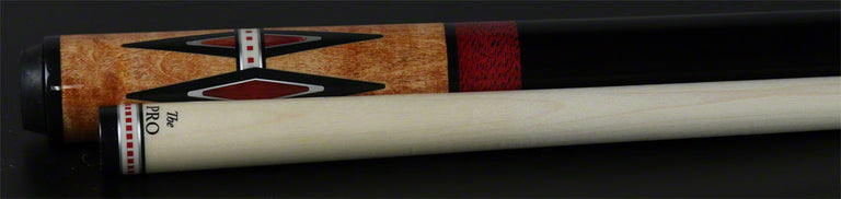 Meucci 21st Century 5 Natural - Red Bands - Black Wrap Pool Cue with Pro Shaft - 2105NATRBBKP