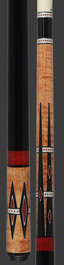 Meucci 21st Century 5 Natural - Red Bands - Black Wrap Pool Cue with Pro Shaft - 2105NATRBBKP