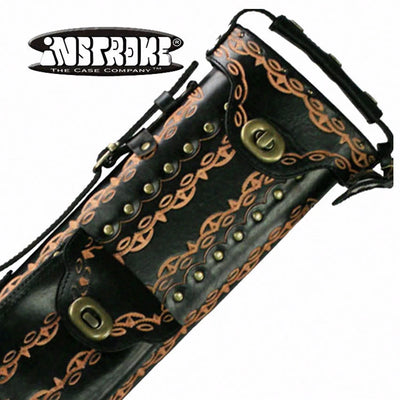 Instroke D01 Black Hand Tooled 2x4 Pool Cue Case - 24D01BKH