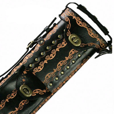 Instroke D01 Black Hand Tooled 3x5 Pool Cue Case - 35D01BKH