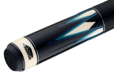 Predator Truesplice 16 Ebony Forearm with Blue and Teal Veneers Pool Cue with Lizard Wrap - Radial