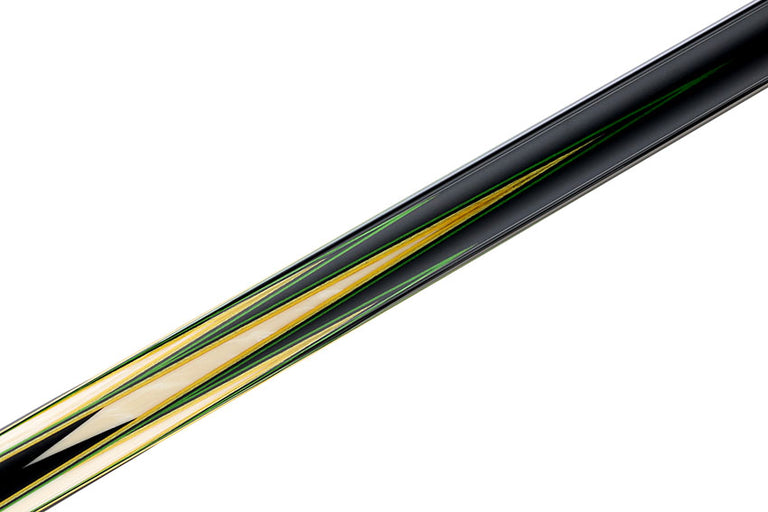 Predator Truesplice 16 Ebony Forearm with Green and Yellow Veneers Pool Cue with Lizard Wrap - Radial