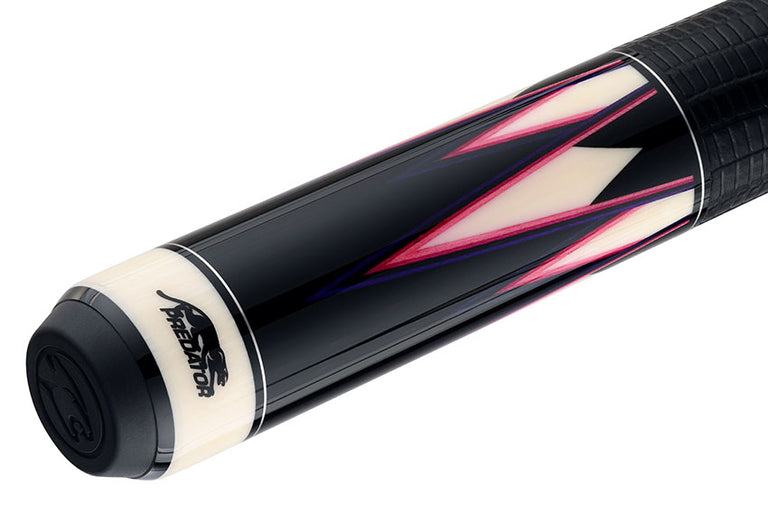 Predator Truesplice 16 Ebony Forearm with Purple and Pink Veneers Pool Cue with Lizard Wrap - Radial