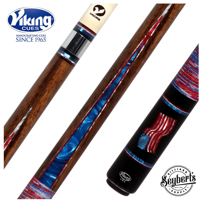 Viking Defender Series Rosewood Forearm and Blue Premium Pearl Points Pool Cue