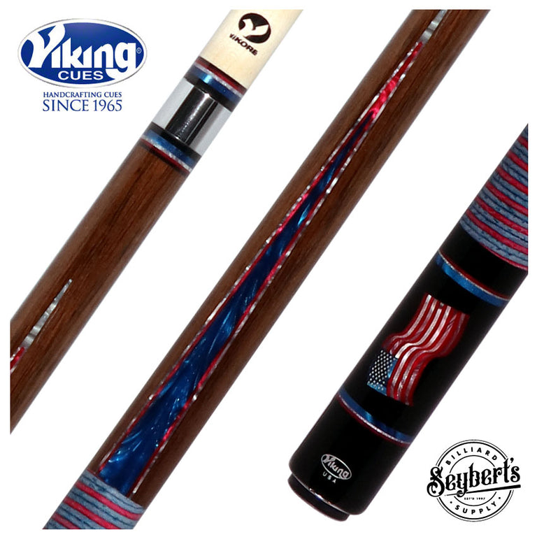 Viking Defender Series Rosewood Forearm and Blue Premium Pearl Points Pool Cue