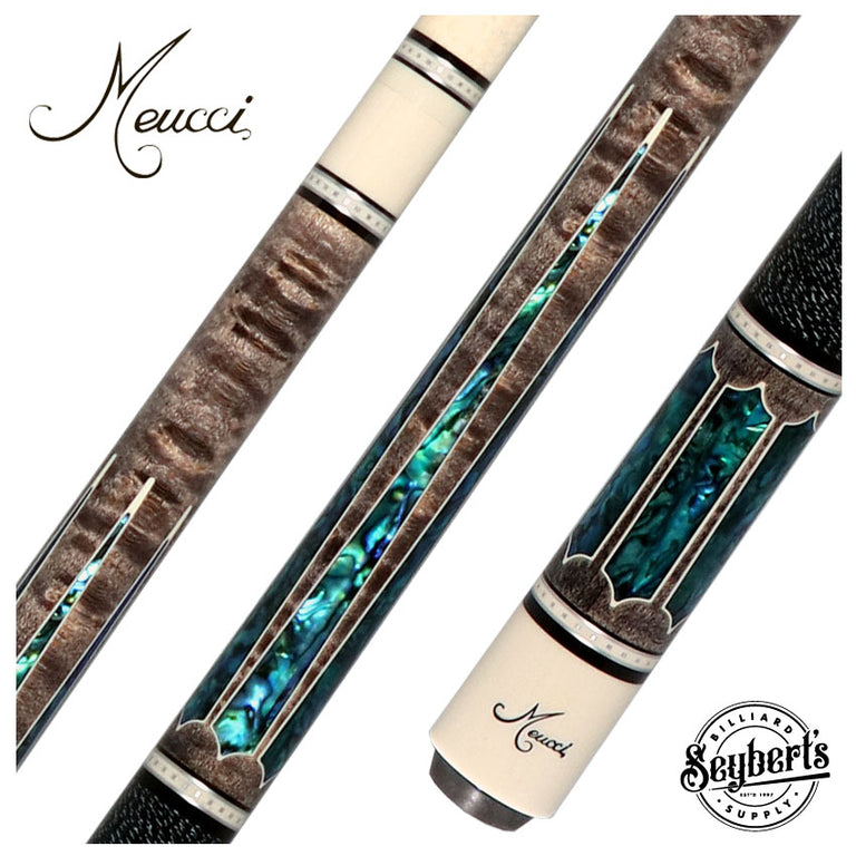 Meucci 2020 Gray - Blue Pearl - Black/White Wrap Pool Cue with Pro Shaft - 2020GYBLBKWHP
