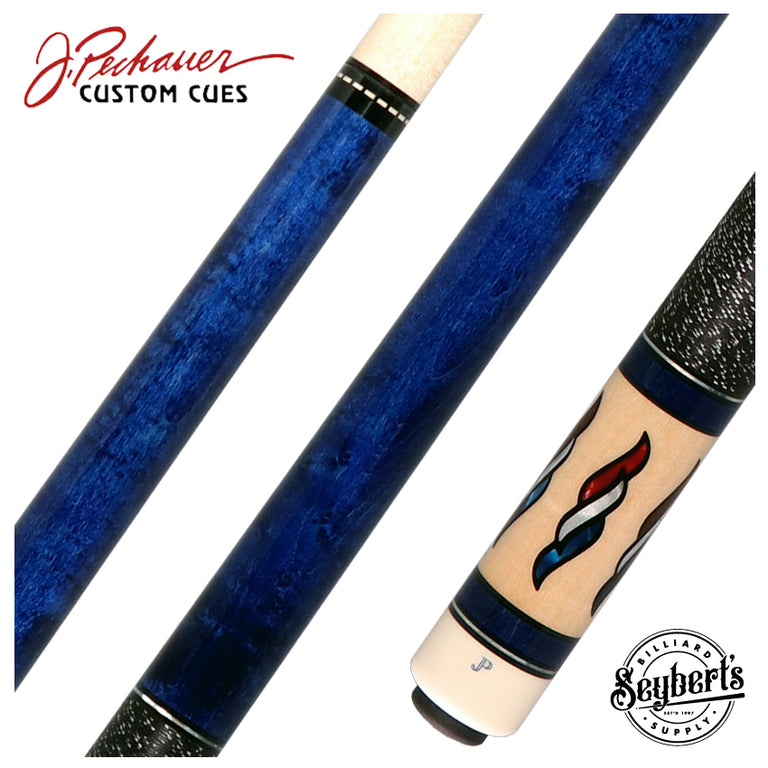 Pechauer JP T Series Blue-Stained Maple Pool Cue with Linen Wrap