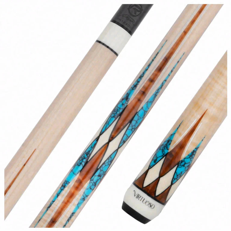 Predator Virtuoso Series Curly Maple with 8 Turquoise and Thuya Points No Wrap Pool Cue - Uni-Loc