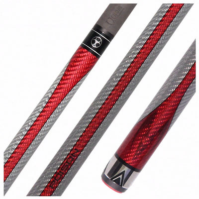 Poison Maelith No Wrap Pool Cue - Gray and Red with 12.4mm Venom Carbon Shaft