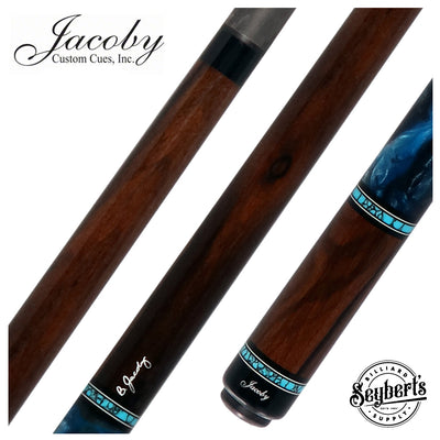 Jacoby Zircote with Turquoise and Impregnated Burl No Wrap Pool Cue with Carbon Shaft