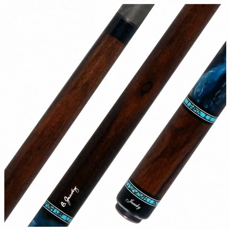 Jacoby Zircote with Turquoise and Impregnated Burl No Wrap Pool Cue with Carbon Shaft