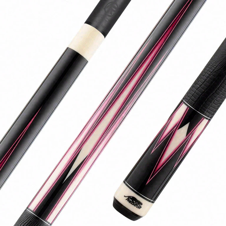 Predator Truesplice 16 Ebony Forearm with Pink and Black Veneers Pool Cue with Lizard Wrap - Radial