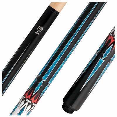 Lucky Black with Blue/Red/ White Graphic  No Wrap Play Cue