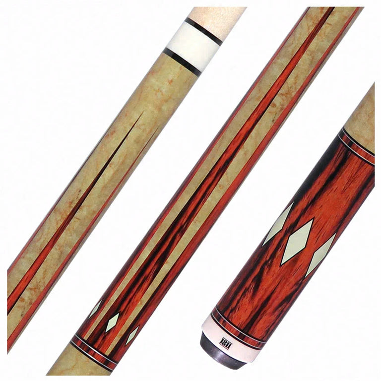 1811 Model 5 Butterscotch Maple Forearm and Handle with Cocobolo Point Graphic Wrapless Pool Cue Butt- Uni-Loc