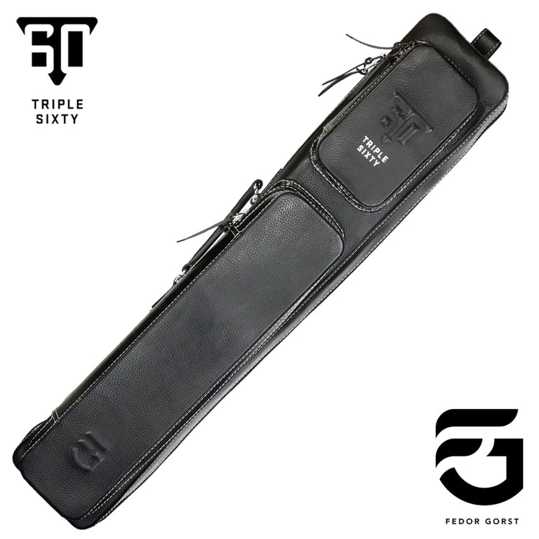 Triple 60 Fedor Gorst 4X8 Custom Crocodile Leather Butterfly Soft Cue Case - Blacked Out