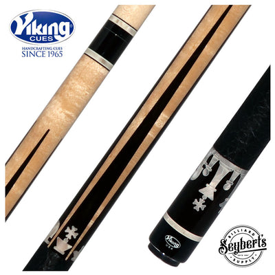 Viking Defender Series Maple with Ebony Points and White Pearl Chess Inlays Pool Cue - DF1200
