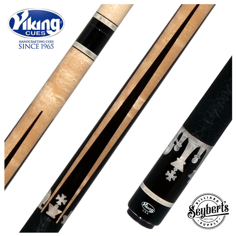 Viking Defender Series Maple with Ebony Points and White Pearl Chess Inlays Pool Cue - DF1200