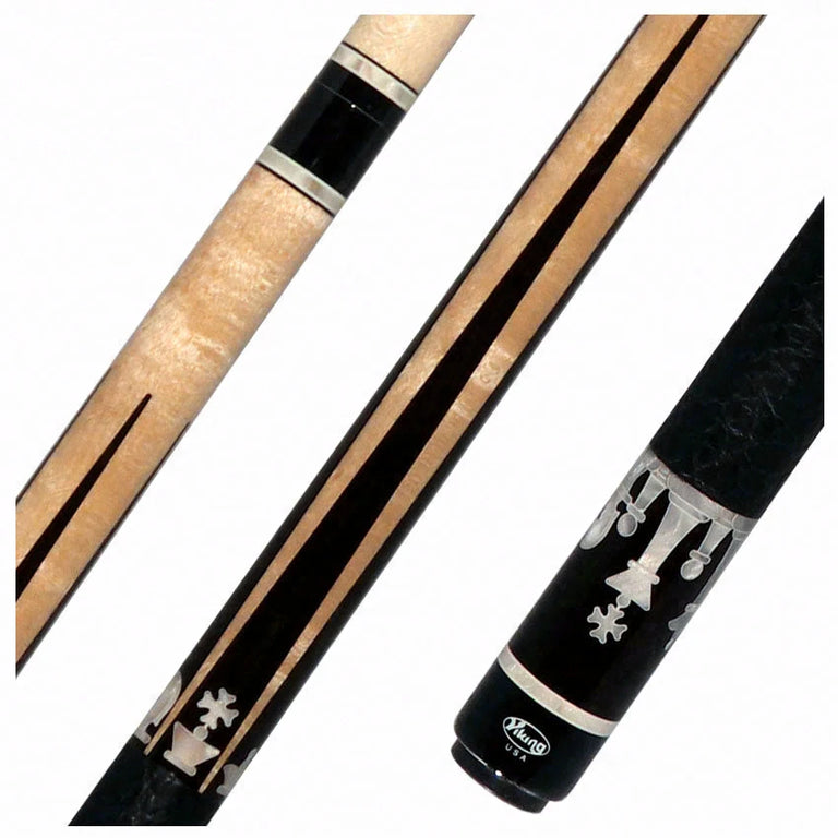 Viking Defender Series Maple with Ebony Points and White Pearl Chess Inlays Pool Cue - DF1200