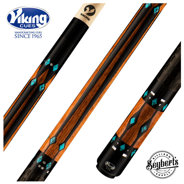 Viking Ovation Series Ebony with Bubinga and Turquoise Inlays Play Cue