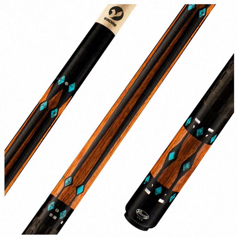 Viking Ovation Series Ebony with Bubinga and Turquoise Inlays Play Cue