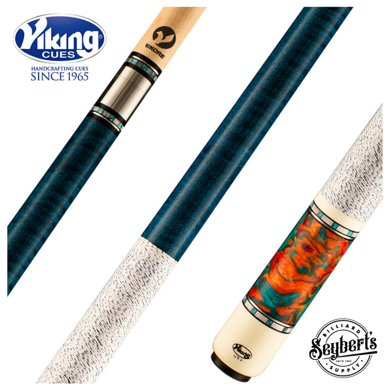 Viking B Series Teal Stained Birdseye Maple with Aqua Fire Premium Pearl Play Cue - B3881