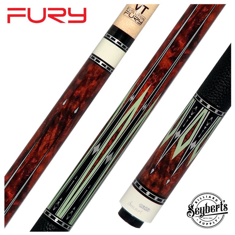 Fury Graphic Pool Cue with Pebble Grain Leather Wrap - FUVT2