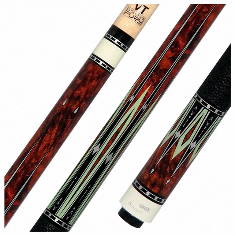 Fury Graphic Pool Cue with Pebble Grain Leather Wrap - FUVT2