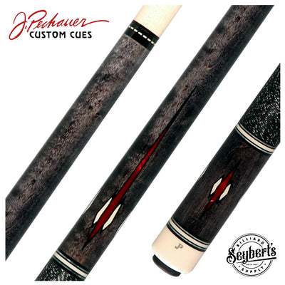 Pechauer JP T Series Smoke-Stained Maple with Red and Sim. Ivory Inlays Pool Cue with Irish Linen Wrap