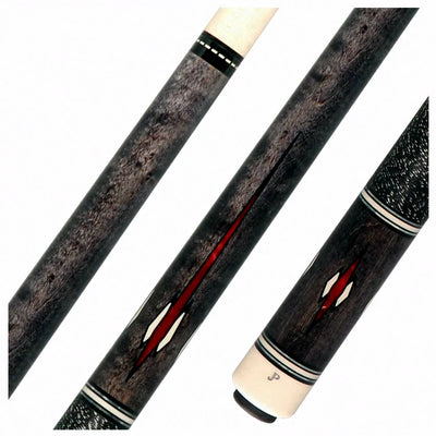 Pechauer JP Series JP12T Smoke-Stained Maple with Red and Sim. Ivory Inlays Pool Cue with Irish Linen Wrap