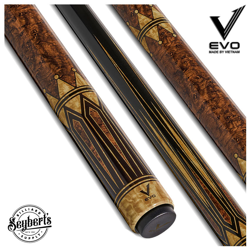 EVO Crystal Umber Crest No Wrap Pool Cue - Seybert's Billiards Supply