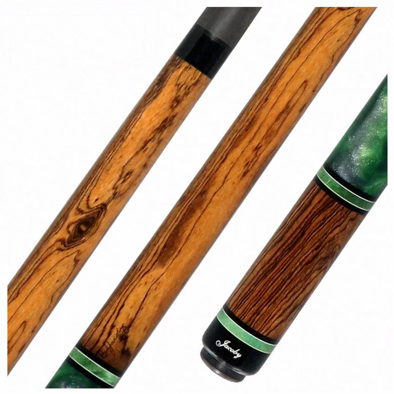 Jacoby Bocote with Green Impregnated Burl No Wrap Pool Cue with Carbon Shaft