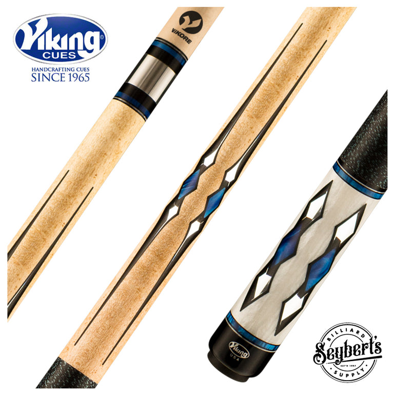 Viking MT0404 Motore Series Play Cue - Khaki-Stained Birdseye Maple with 48 Mirror, Black, and Blue Premium Pearl