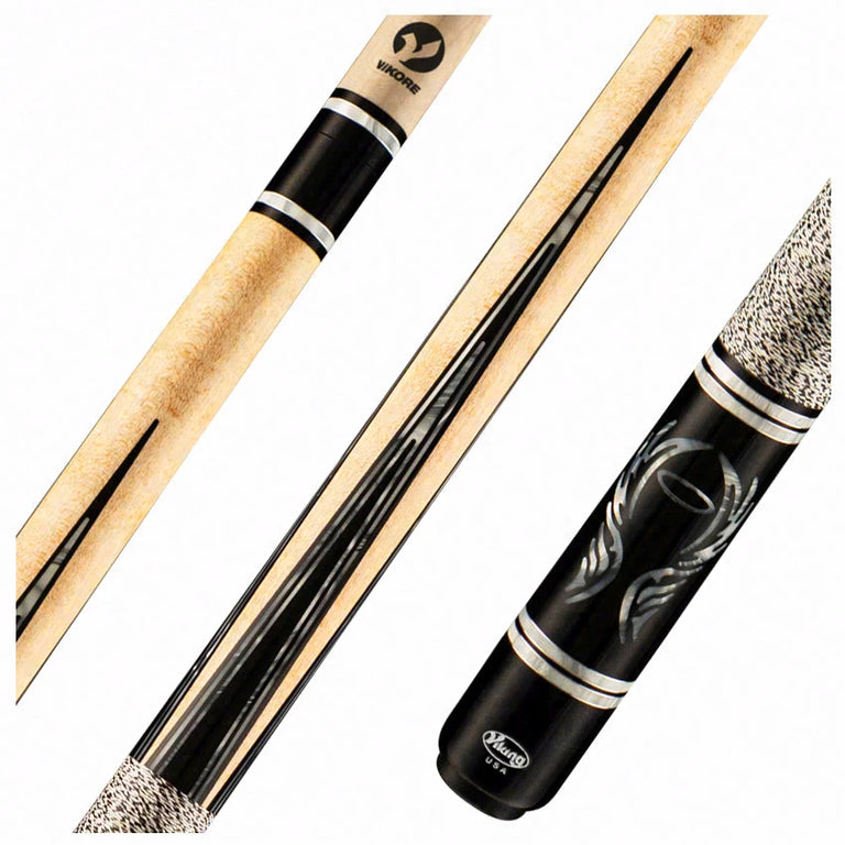 Viking Ovation Series Khaki-Stained Maple with Silver Pearl Angel Inlays Play Cue - OV0500