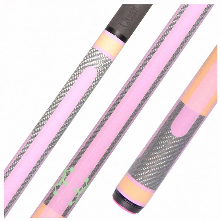 Poison Candy Sugar No Wrap Pool Cue - Peach and Lavender with 12.4mm Venom Carbon Shaft