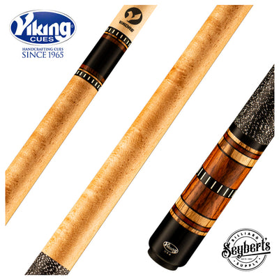 Viking IM0300 Impero Series Play Cue - Khaki Stain Birdseye Maple with Zebrawood and Cocobolo Rings