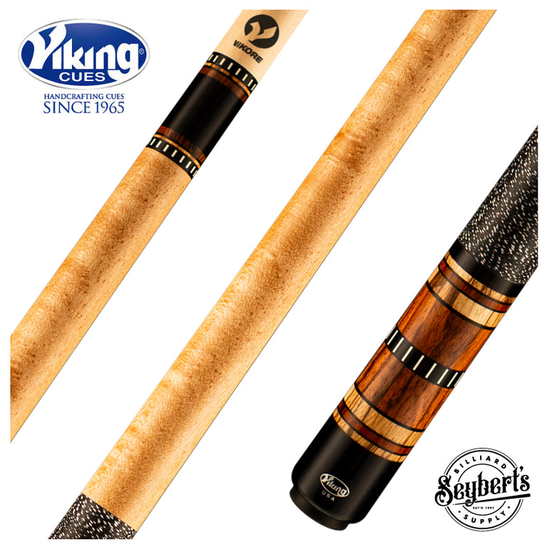 Viking IM0300 Impero Series Play Cue - Khaki Stain Birdseye Maple with Zebrawood and Cocobolo Rings