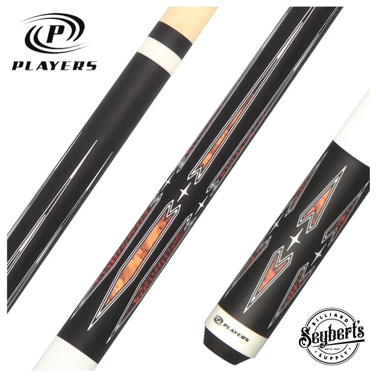 Players Matte Black with Thuya and Snakewood Points Graphic Series Pool Cue - G4150