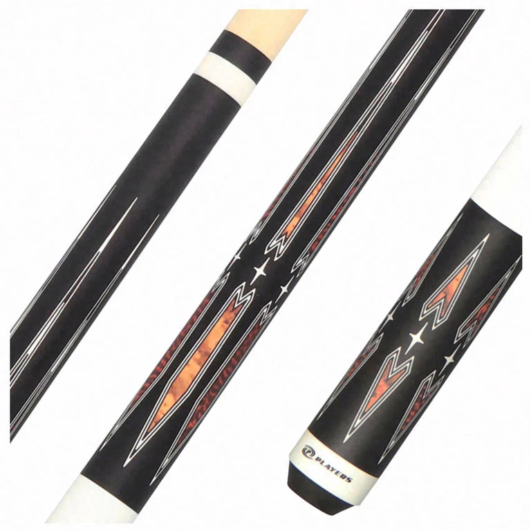 Players Matte Black with Thuya and Snakewood Points Graphic Series Pool Cue - G4150