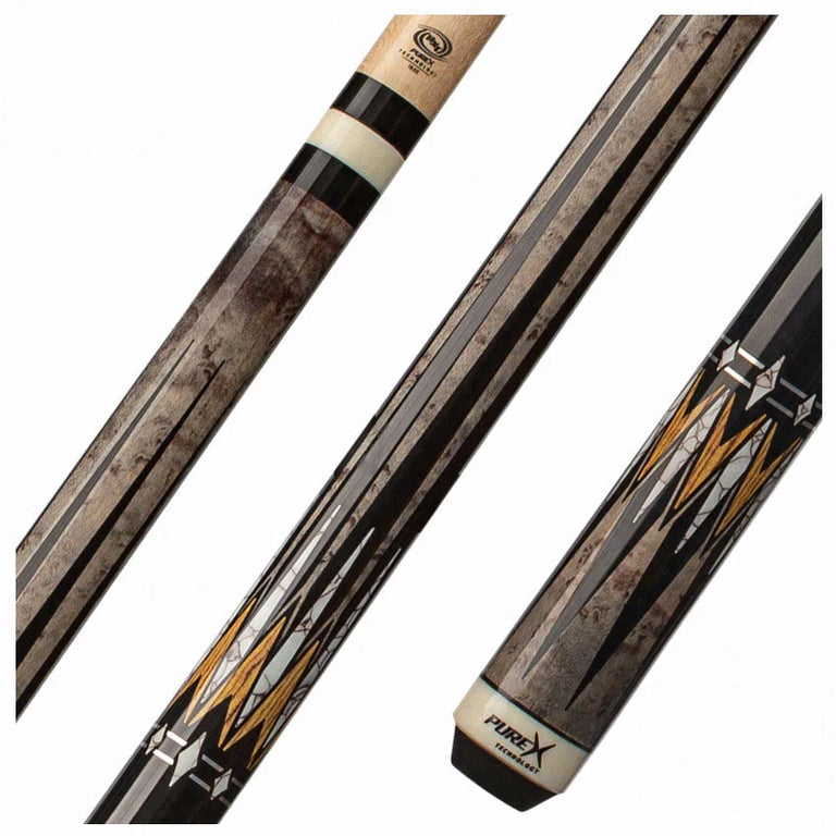 Pure X Gray-Stained Birdseye Maple and Bocote Graphic Wrapless Pool Cue