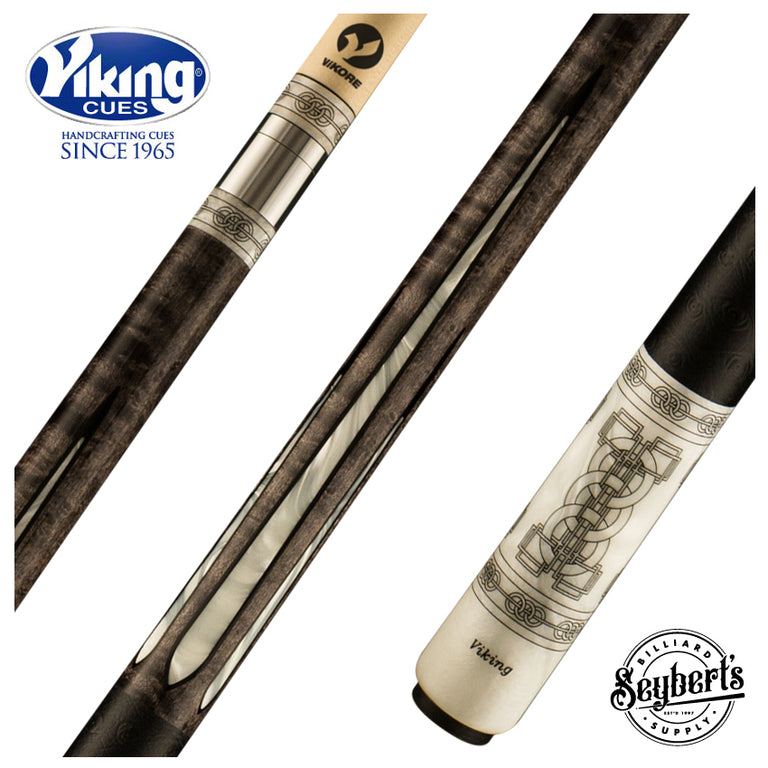 Viking DF0911 Defender Series Play Cue - Premium Smoke Stained Birdseye Maple with White Pearl and Black Inlays