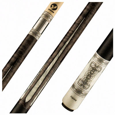 Viking  Defender Series Premium Smoke Stained Birdseye Maple with White Pearl and Black Inlays Play Cue - DF0911