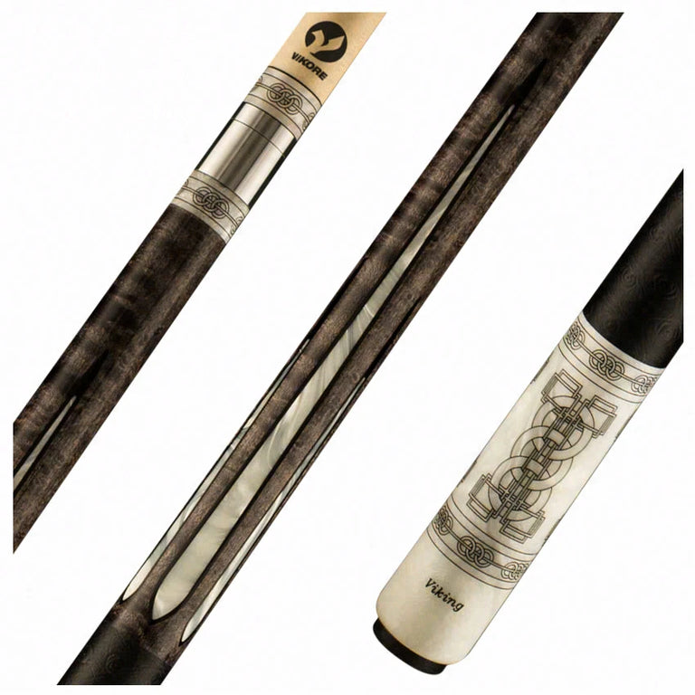 Viking  Defender Series Premium Smoke Stained Birdseye Maple with White Pearl and Black Inlays Play Cue - DF0911