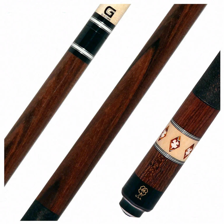 McDermott Parda with Amber Diamonds and White Urethane Clover Inlays Cue of the Month with G-Core Shaft