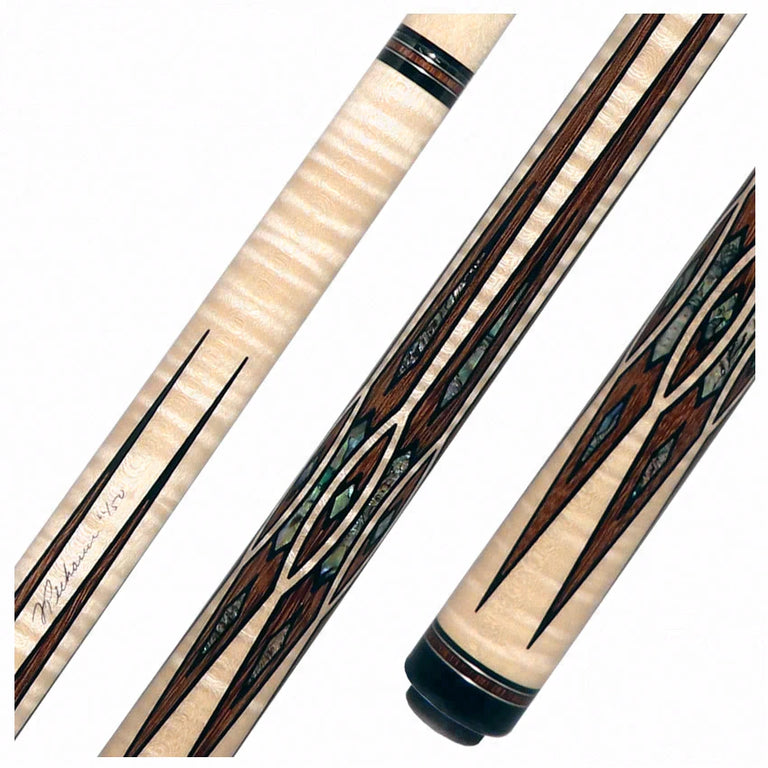 Pechauer Limited Edition PL37 Birdseye Maple with Brownheart Points and Abalone Inlays Pool Cue