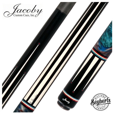 Jacoby Ebony with White Juma Points and Impregnated Burl No Wrap Pool Cue with Carbon Shaft