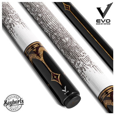 EVO Crown Royal Black Pool Cue with White Lizard Wrap
